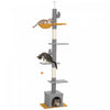 Pawhut Arbre A Chat Du Sol Au Plafond, Tour Pour Chat Avec Hauteur Reglable De 90,5\" A 108\", Centre D'activite A 5 Niveaux Avec Griffoirs, Balle Jouet Pour Chats, Gris Clair