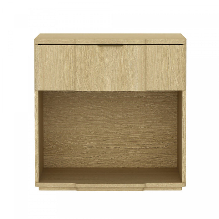 Table de nuit Clive style milieu du siecle moderne 56 cm en chene naturel (1 tiroir)