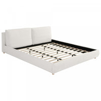 Lit Ava Rembourre en Tissu Boucle, Taille King - Beige Clair