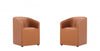 Fauteuil moderne Anna en cuir vegetalien couleur brun selle - Lot de 2