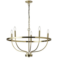 Lustre Cesar de Dainolite avec fini laiton vieilli et 5 ampoules