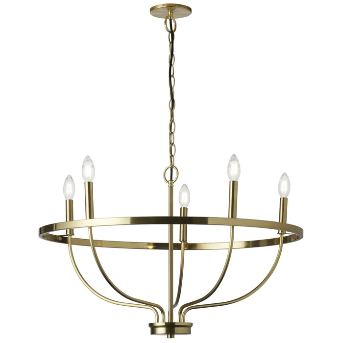 Lustre Cesar de Dainolite avec fini laiton vieilli et 5 ampoules