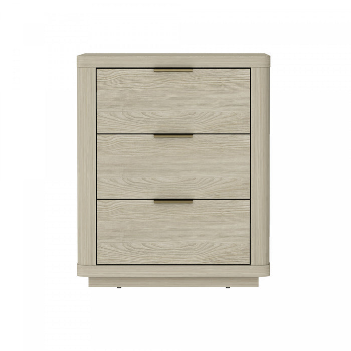 Table de nuit moderne Evelyn 20\" en bois naturel (3 tiroirs)