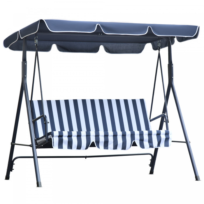 Balancoire De Porche Pour 3 Places Rembourree Chaise Longue De Jardin Hamac De Terrasse Avec Cadre Et Auvent Bleu