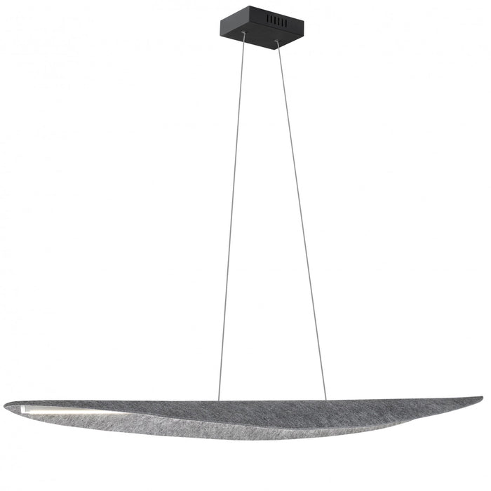 Luminaire suspendu horizontal Pinkerton de Dainolite avec abat-jour en feutre gris, fini noir mat et ampoule de 30 W