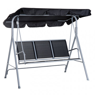 Outsunny 3-seater Patio Swing, Outdoor Swing Chair, A Frame Porch Swing With Canopy Garden Hammock G|Balancoire De Terrasse 3 Places, Balancoire D'exterieur, Balancoire De Porche A Cadre Avec Lit A Bal