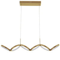 Luminaire suspendu horizontal Philo de Dainolite en silicone blanc qui diffuse la lumière, avec fini laiton vieilli et ampoule à DEL de 50 W