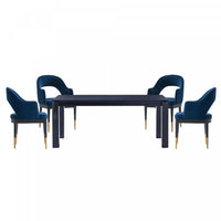 Ensemble de salle a manger moderne industriel chic Carrington et Rockaway 5 pieces, bleu minuit et noir