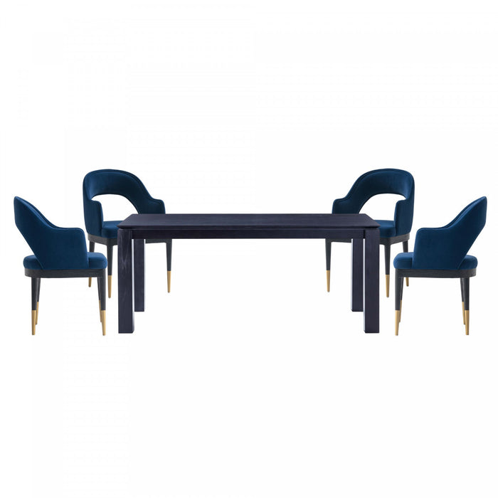 Ensemble de salle a manger moderne industriel chic Carrington et Rockaway 5 pieces, bleu minuit et noir