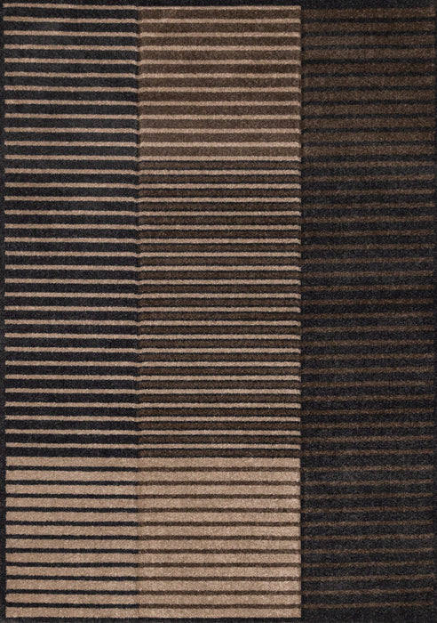Tapis Maverick beige, brun et noir a rayures, 7'10\" x 10'6\"
