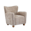 Wingate Fauteuil Aile Confortable en Tissu Premium et Pieds en Bois Massif, Brun Beige