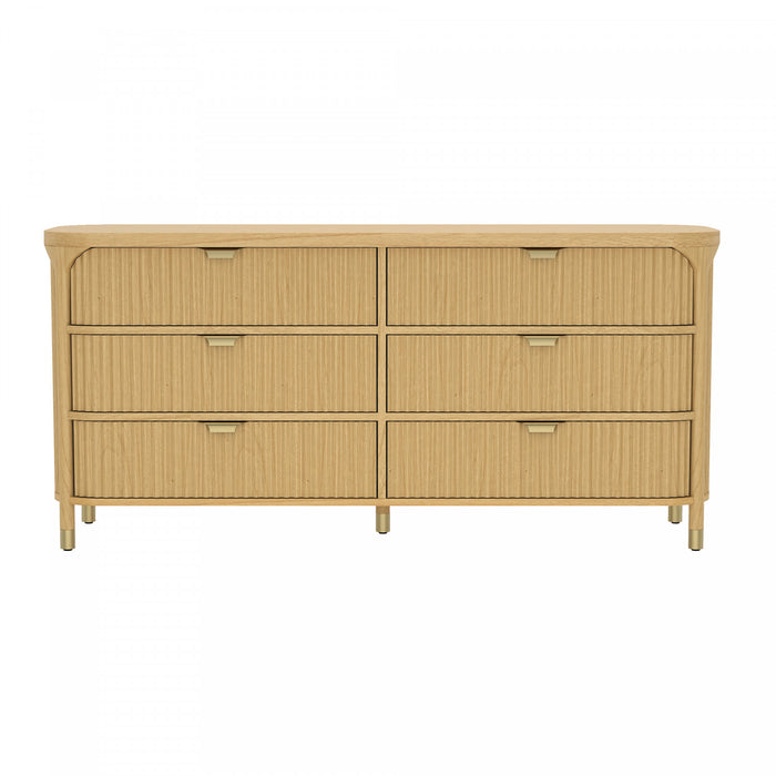 Commode contemporaine Park 68\" en bois naturel (6 tiroirs)