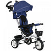 Qaba Tricycle Pour Tout-petits, Velo Poussette Avec Poignee De Poussee Parentale, Paniers De Rangement, Porte-gobelet, Garde-corps De Securite Et Ceinture De Securite, Pour 12 A 60 Mois, Bleu Fonce