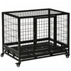 Pawhut Cage Pour Chiens De Taille Moyenne Avec Deux Portes, Plateau A Roulettes Verrouillable, 36\" X 24\" X 29.5\"