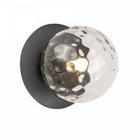 Applique murale Burlat de Dainolite en verre transparent, avec fini noir mat et 1 ampoule