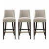 Tabouret de bar moderne Beever en bois et chenille taupe - Lot de 3