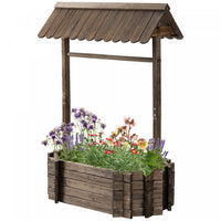 Outsunny Puits A Souhaits En Bois Pour Jardin, Jardiniere Exterieure Rustique Pour Plantes, Herbes E