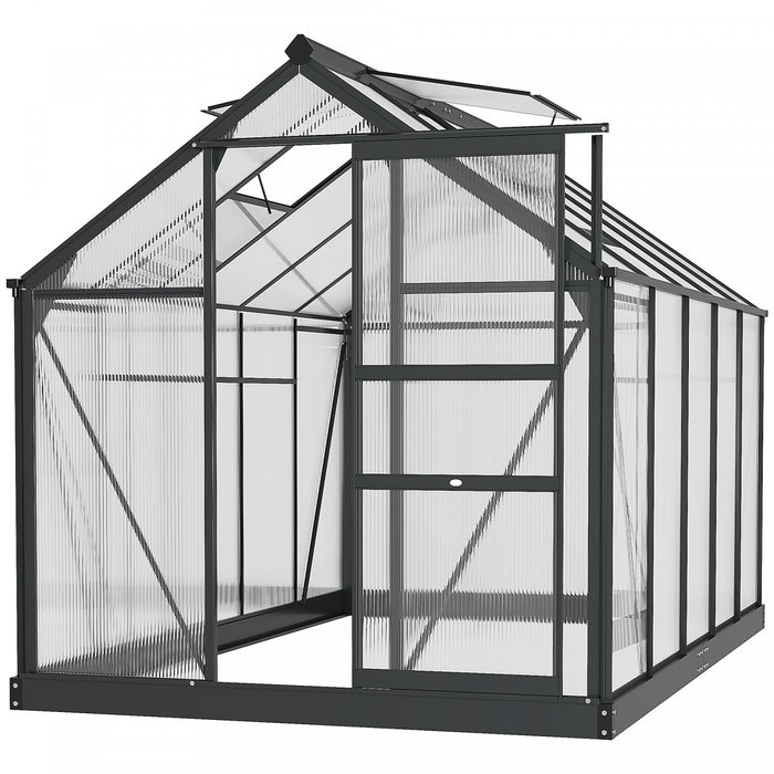 Outsunny Serre, Serre De Plain-pied Transparente Avec Porte Coulissante