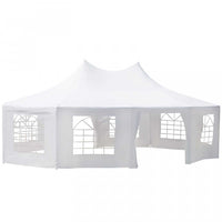 Outsunny Tente De Fete Decagonale De 29.2 Pieds A Haut Sommet Avec 10 Murs Amovibles Blanc