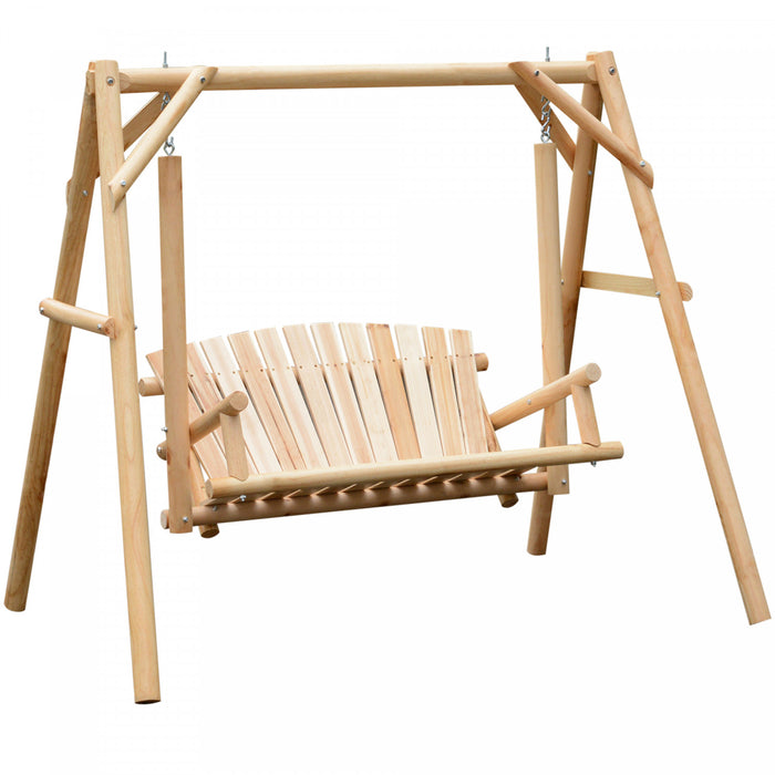 Causeuse D'exterieur Outsunny De 6,5 Pi Pour 2 Personnes Balancoire De Jardin En Bois Massif Naturel Sur Pied