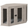 Pawhut Meuble De Cage Pour Chien, 41po Design D'angle, Porte, Serrure, Cage Pour Chien De Style Mobilier D'interieur Pour Chiens De Taille Moyenne, Gris
