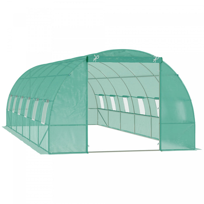 Outsunny 26,2 'x10' X 6,7' Grand Tunnel A Effet De Serre Serre De Jardin Semences De Plantes Cadre En Acier De Qualite Superieure