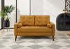 Causeuse Rembourre, 58\" L, Salon, Tissu Orange, Pieds En Bois De Noyer, Mid Century