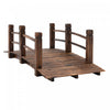 Outsunny 5ft Wood Garden Pont Paysage Decoratif Exterieur Rails Lateraux Arriere-cour Pont De Lune Decor De Parc Bois Teinte