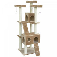 Pawhut 71-inch Cat Tree Furniture Pet Tower House Avec Scratch Post Et Condo, Beige