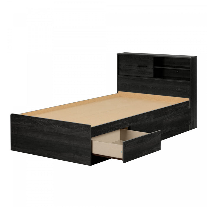 Fynn Ensemble Lit Matelot Et Tete De Lit Bibliotheque Chene Gris, De Meubles South Shore