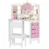 Qaba Ensemble coiffeuse et chaises pour enfants avec eclairage, blanc