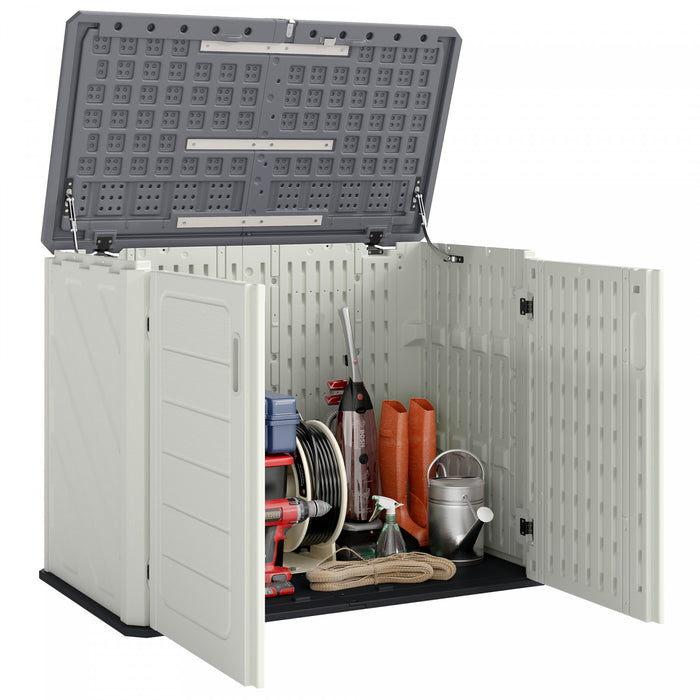 Outsunny Armoire de Rangement Exterieure 740 L, Etanche avec Couvercle Relevable