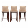 Tabouret de bar moderne en bois avec assise rembourree Shubert, coloris beige - Lot de 3