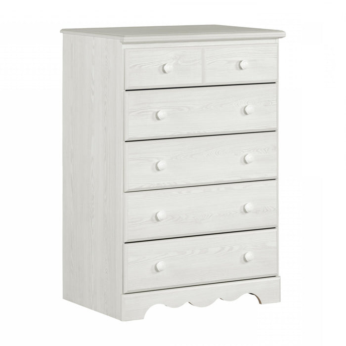 Commode verticale Summer Breeze à 5 tiroirs - pin blanc