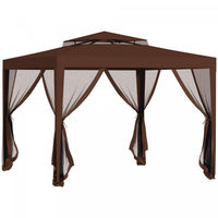 Outsunny Tente D'auvent 10' X 10', Tente Partielle Avec Filet En Maille Et Toit A Deux Niveaux Pour