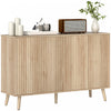 HOMCOM Buffet moderne cannele avec etageres reglables en chene