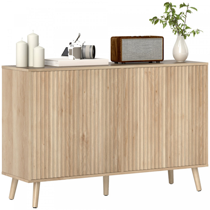 HOMCOM Buffet moderne cannele avec etageres reglables en chene