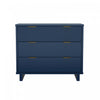 Commode contemporaine Elara 38\" en bois massif bleu minuit (3 tiroirs)