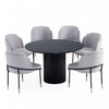 Ensemble de salle a manger moderne industriel chic Flor et Hathaway 7 pieces en gris et noir