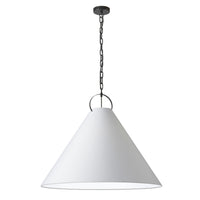 Luminaire suspendu Princeton de Dainolite de 32 po de diamètre avec abat-jour blanc, fini noir mat et 1 ampoule