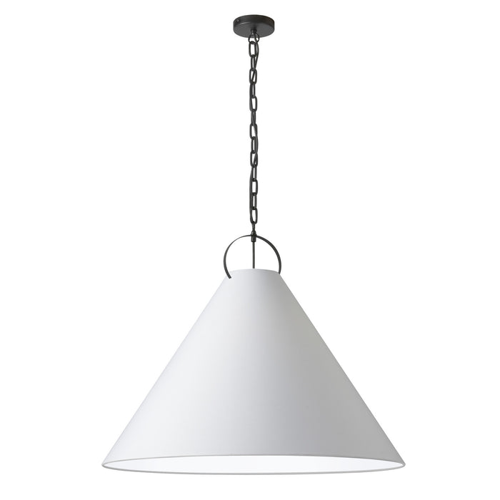 Luminaire suspendu Princeton de Dainolite de 32 po de diamètre avec abat-jour blanc, fini noir mat et 1 ampoule