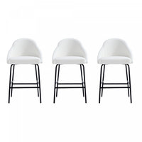  Tabouret de comptoir moderne en metal et tissu Gracie, blanc et noir - Lot de 3