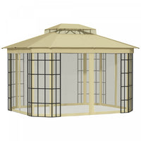 Outsunny 12' X 10' Tonnelle Pavillon Jardin Patio Terrasse Gazebo Auvent Abri D'exterieur Avec Doubl