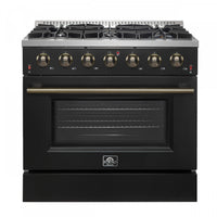 Cuisiniere a gaz Galiano de 36 po en noir, 5,36 pi³ - FFSGS6244-36BLK