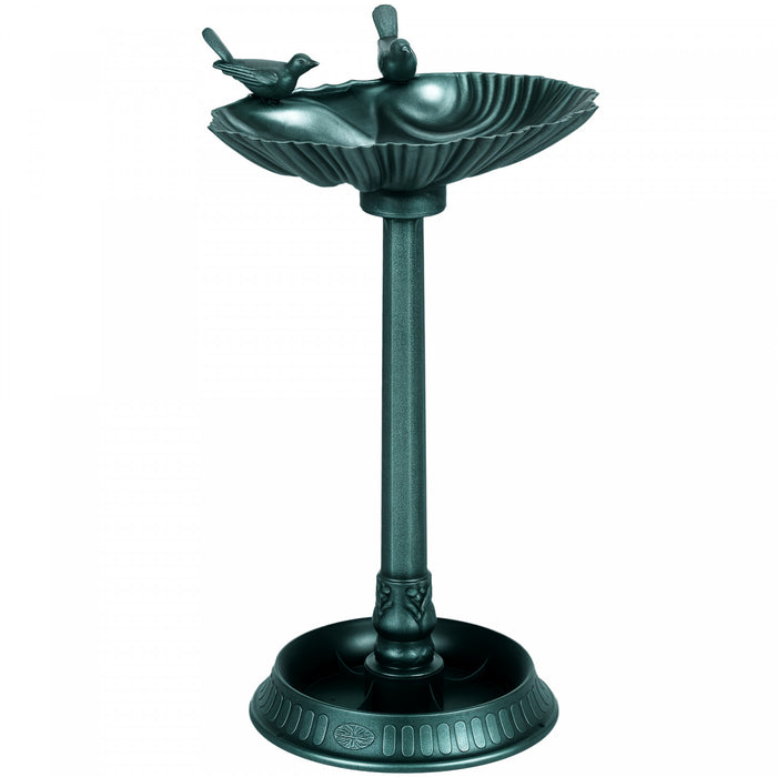 Outsunny Bain d'Oiseaux avec Socle, Bol d'Abreuvoir pour Jardin, Vert Bronze