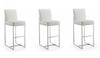 Tabouret de bar moderne en metal et tissu Element, blanc perle - Lot de 3