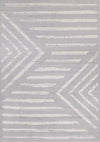 Carpette Forte grise et blanche à motif de rayures modernes - 7 pi 9 po x 10 pi 6 po