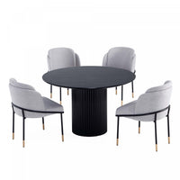  Ensemble de salle a manger moderne industriel chic Flor et Hathaway 5 pieces en gris et noir