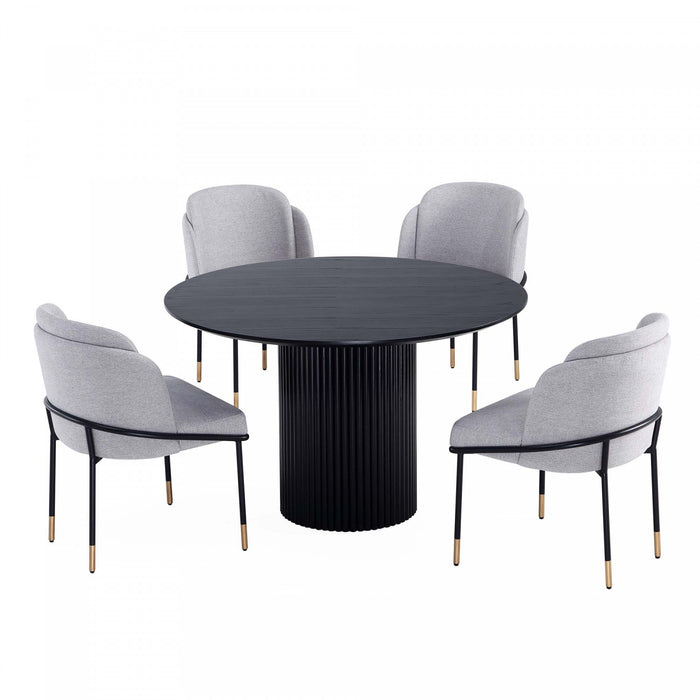 Ensemble de salle a manger moderne industriel chic Flor et Hathaway 5 pieces en gris et noir