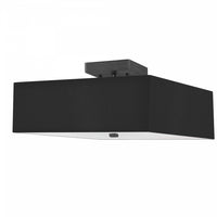 Plafonnier semi-affleuré Seren de Dainolite avec abat-jour noir, fini noir mat et 3 ampoules